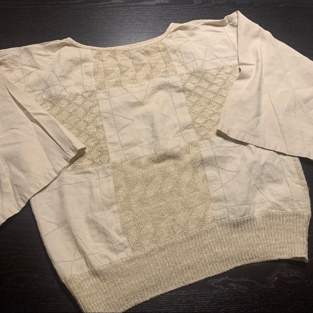 Retro Evan-Picone Linen & Knit Top